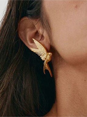 Gold Bird Wing Ear Cuff Earrings